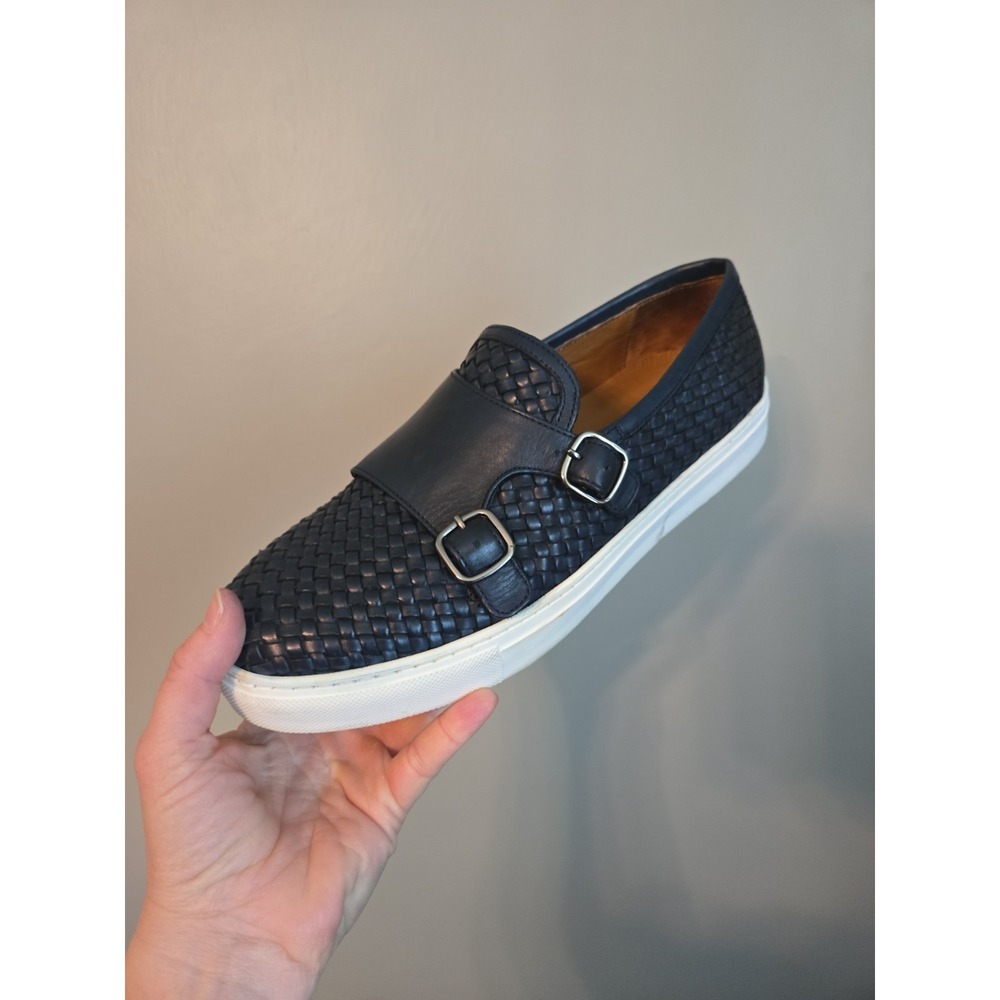 Massimo Dutti Men's ER 41 (US 8/8.5)‎ Navy Blue Woven Leather Loafers India